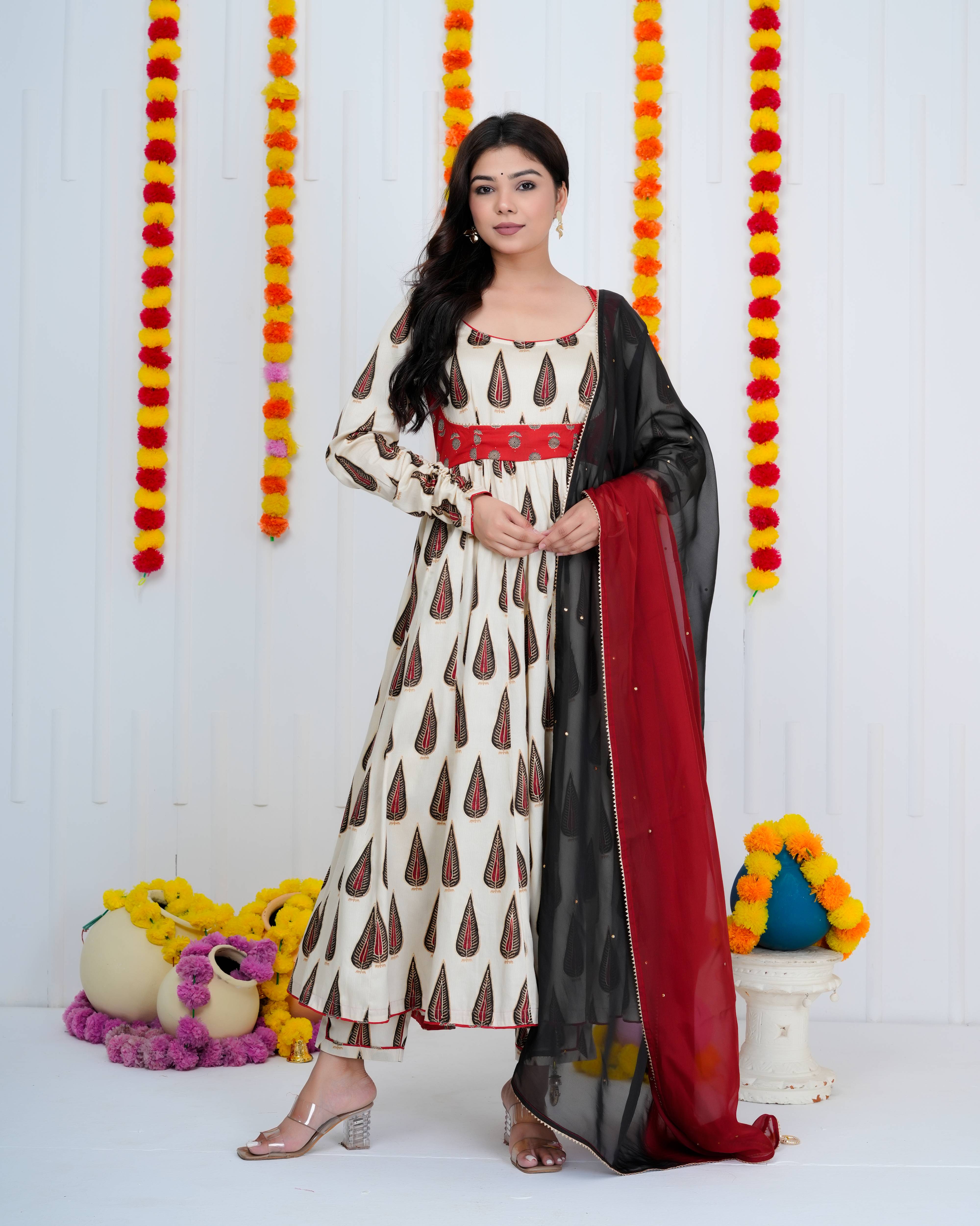 Crimson Paisley Anarkali Suit