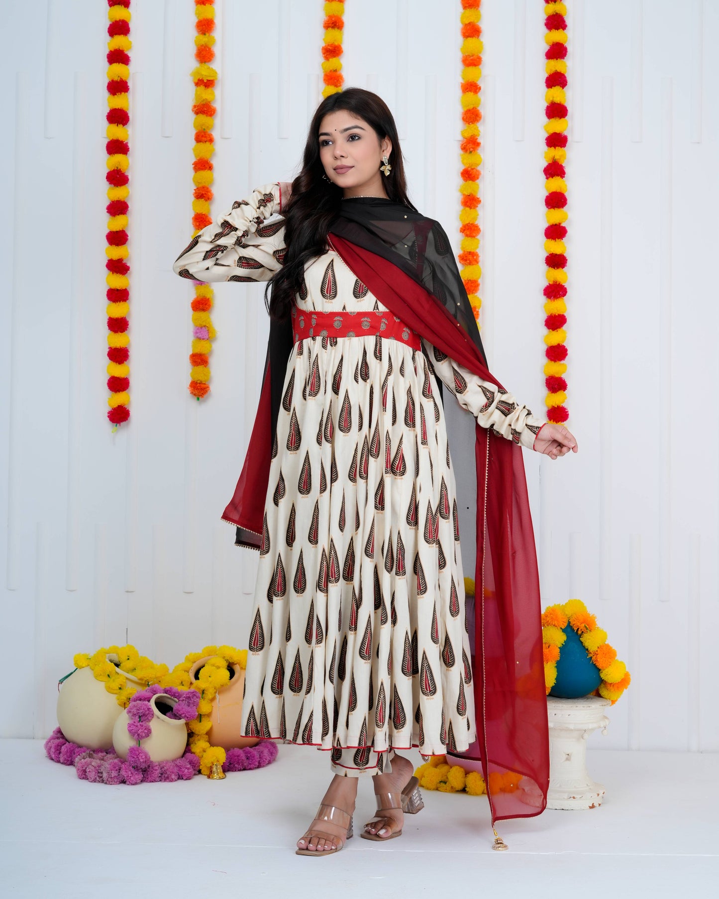 Crimson Paisley Anarkali Suit