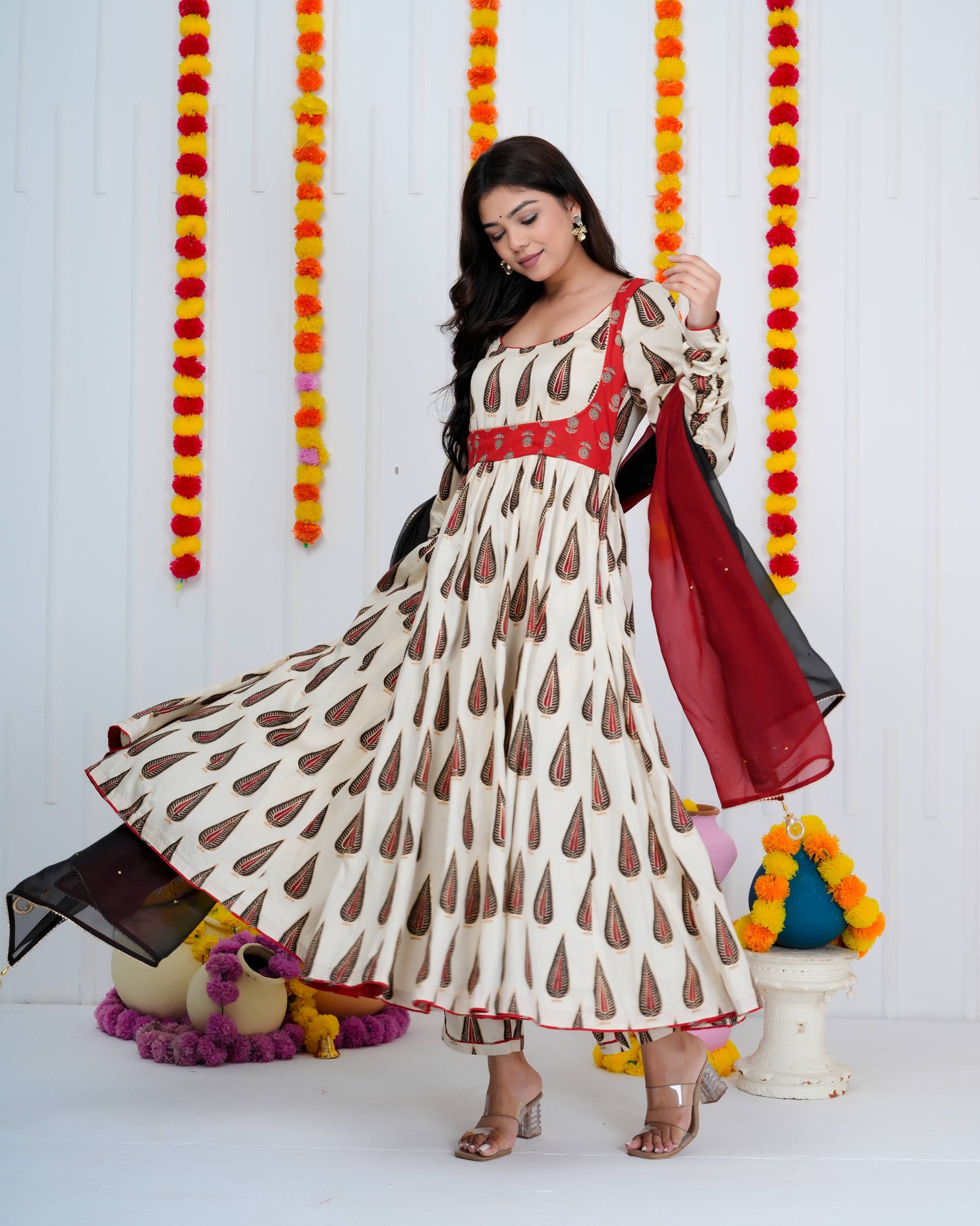 Crimson Paisley Anarkali Suit